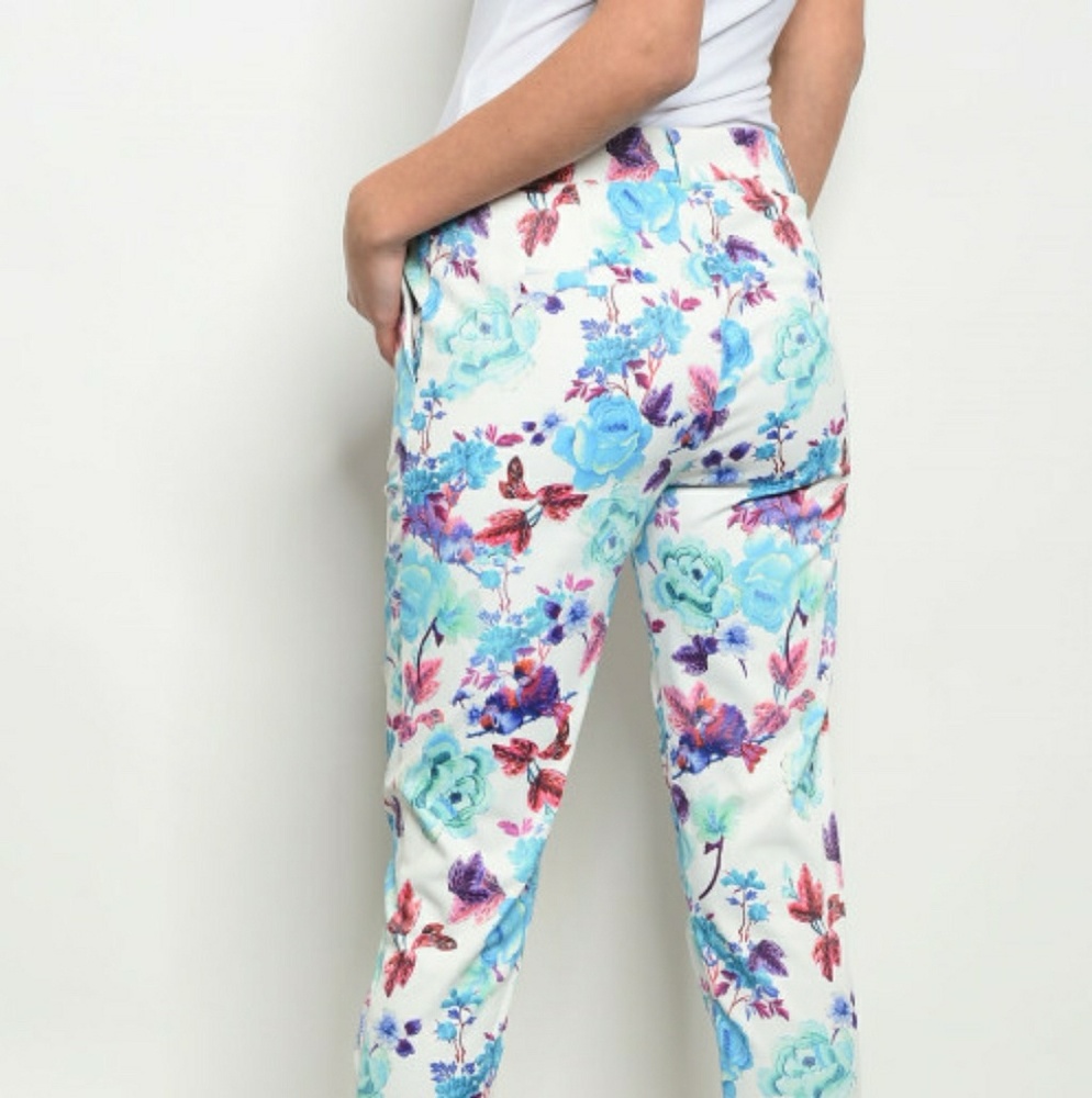 Ovi Off White Floral Print Pants - Picture 3 of 4